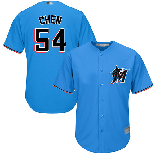 Personalized Marlins #54 Wei-Yin Chen Blue Cool Base Stitched Youth Baseball Jersey