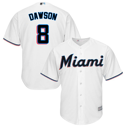 Personalized Marlins #8 Andre Dawson White Cool Base Stitched Youth Baseball Jersey