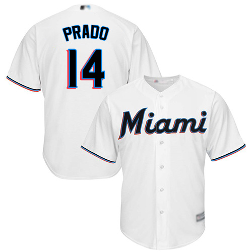 Personalized Marlins #14 Martin Prado White Cool Base Stitched Youth Baseball Jersey