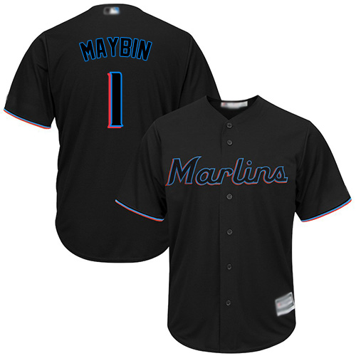 Personalized Marlins #1 Cameron Maybin Black Cool Base Stitched Youth Baseball Jersey