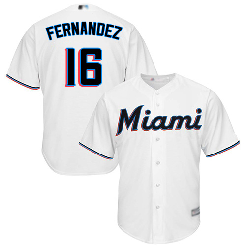 Personalized Marlins #16 Jose Fernandez White Cool Base Stitched Youth Baseball Jersey