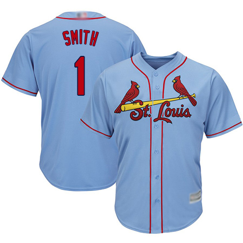Personalized Cardinals #1 Ozzie Smith Light Blue Cool Base Stitched Youth Baseball Jersey