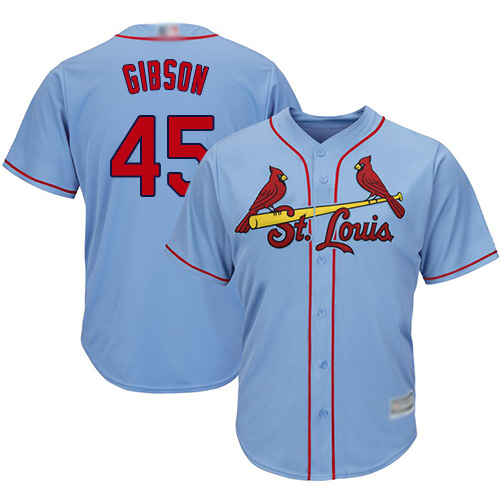 Personalized Cardinals #45 Bob Gibson Light Blue Cool Base Stitched Youth Baseball Jersey