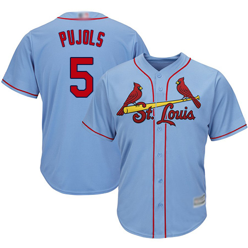 Personalized Cardinals #5 Albert Pujols Light Blue Cool Base Stitched Youth Baseball Jersey