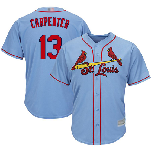 Personalized Cardinals #13 Matt Carpenter Light Blue Cool Base Stitched Youth Baseball Jersey