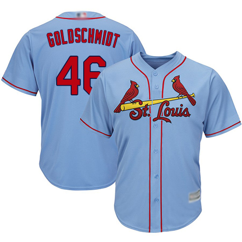 Personalized Cardinals #46 Paul Goldschmidt Light Blue Cool Base Stitched Youth Baseball Jersey