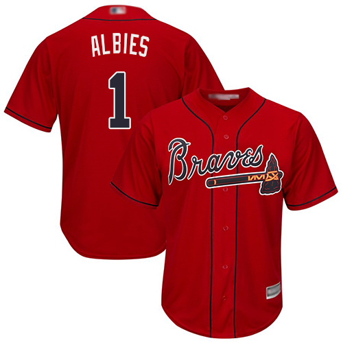 Personalized Braves #1 Ozzie Albies Red Cool Base Stitched Youth Baseball Jersey