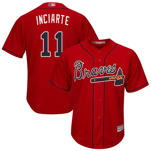 Personalized Braves #11 Ender Inciarte Red Cool Base Stitched Youth Baseball Jersey