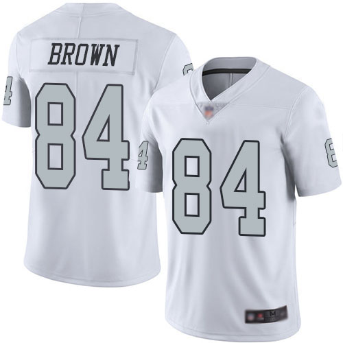 Personalized Raiders #84 Antonio Brown White Youth Stitched Football Limited Rush Jersey