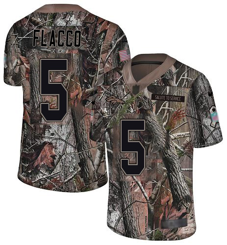 Personalized Broncos #5 Joe Flacco Camo Youth Stitched Football Limited Rush Realtree Jersey