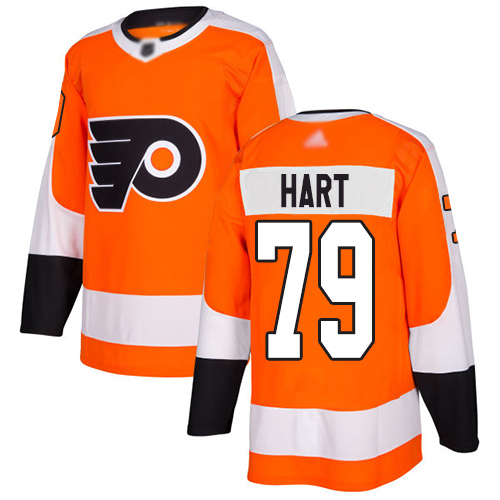 Personalized Flyers #79 Carter Hart Orange Home Authentic Stitched Youth Hockey Jersey