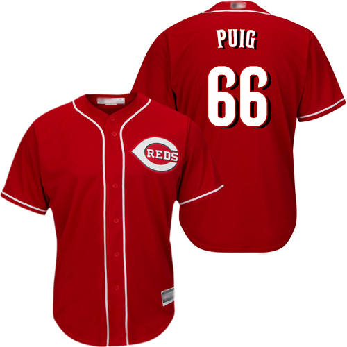 Personalized Reds #66 Yasiel Puig Red New Cool Base Stitched Baseball Jersey