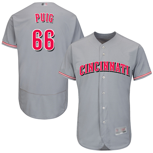 Personalized Reds #66 Yasiel Puig Grey Flexbase Authentic Collection Stitched Baseball Jersey