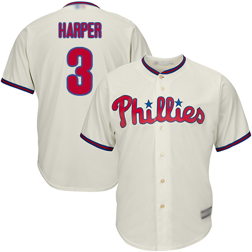 Personalized Phillies #3 Bryce Harper Cream New Cool Base Stitched Baseball Jersey