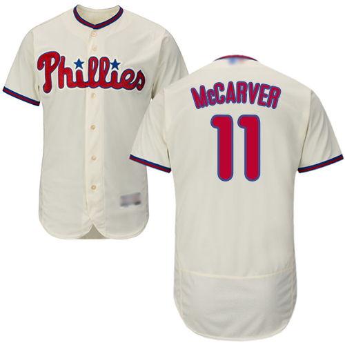 Personalized Phillies #11 Tim McCarver Cream Flexbase Authentic Collection Stitched Baseball Jersey