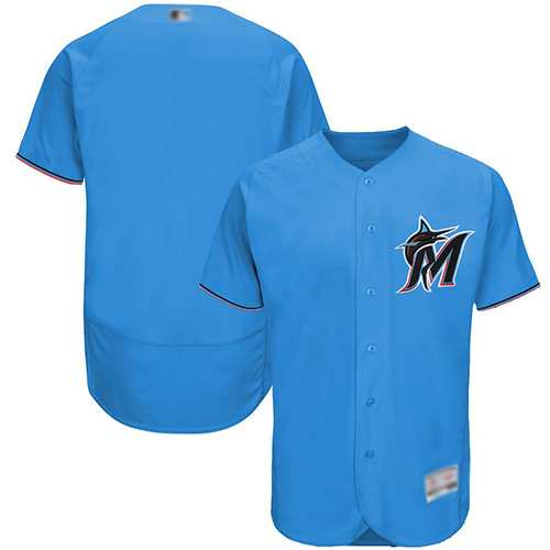 Personalized marlins Blank Blue Flexbase Authentic Collection Stitched Baseball Jersey
