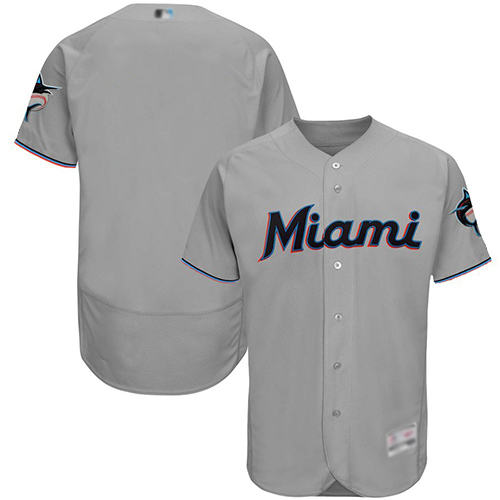 Personalized marlins Blank Grey Flexbase Authentic Collection Stitched Baseball Jersey