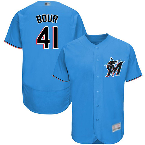 Personalized marlins #41 Justin Bour Blue Flexbase Authentic Collection Stitched Baseball Jersey