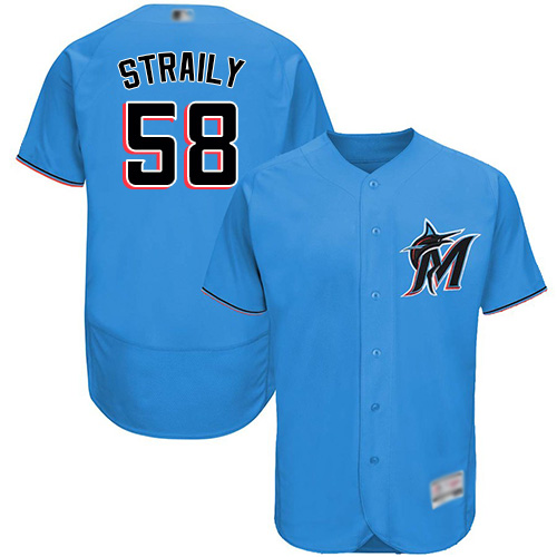 Personalized marlins #58 Dan Straily Blue Flexbase Authentic Collection Stitched Baseball Jersey