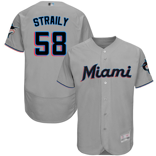 Personalized marlins #58 Dan Straily Grey Flexbase Authentic Collection Stitched Baseball Jersey