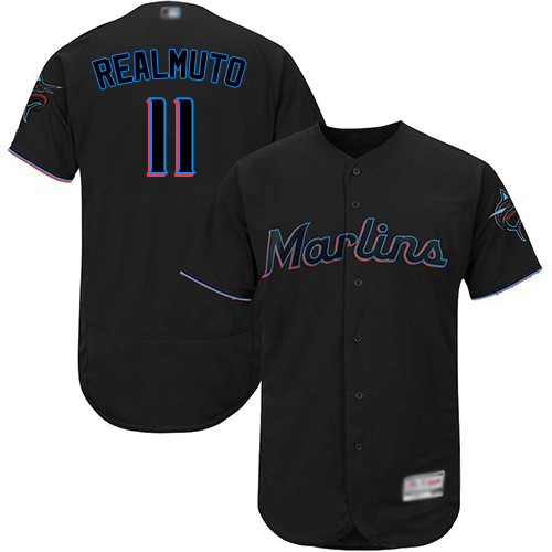 Personalized marlins #11 JT Realmuto Black Flexbase Authentic Collection Stitched Baseball Jersey