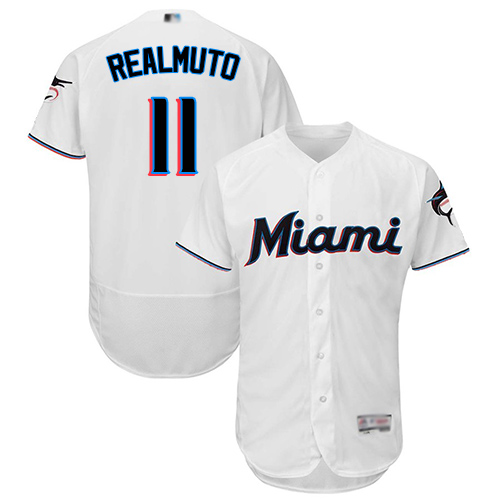 Personalized marlins #11 JT Realmuto White Flexbase Authentic Collection Stitched Baseball Jersey