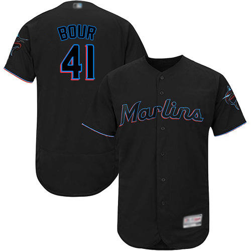 Personalized marlins #41 Justin Bour Black Flexbase Authentic Collection Stitched Baseball Jersey