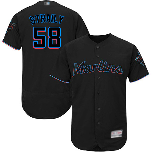 Personalized marlins #58 Dan Straily Black Flexbase Authentic Collection Stitched Baseball Jersey