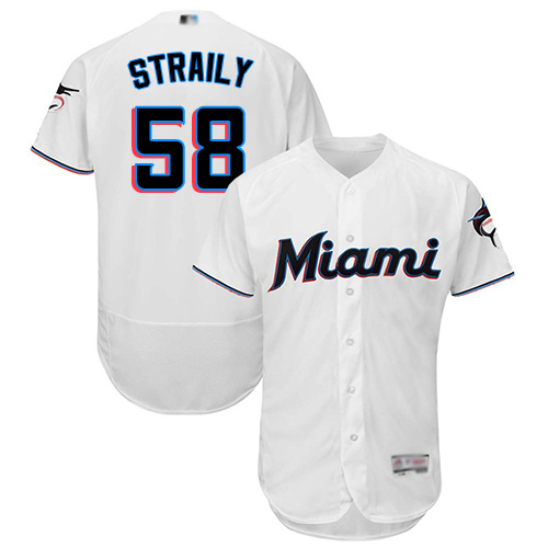 Personalized marlins #58 Dan Straily White Flexbase Authentic Collection Stitched Baseball Jersey