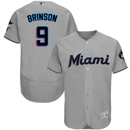 Personalized marlins #9 Lewis Brinson Grey Flexbase Authentic Collection Stitched Baseball Jersey