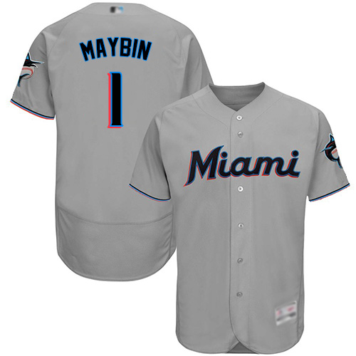 Personalized marlins #1 Cameron Maybin Grey Flexbase Authentic Collection Stitched Baseball Jersey