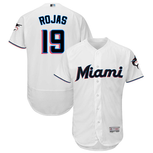 Personalized marlins #19 Miguel Rojas White Flexbase Authentic Collection Stitched Baseball Jersey