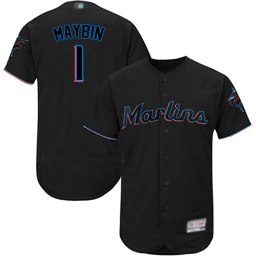 Personalized marlins #1 Cameron Maybin Black Flexbase Authentic Collection Stitched Baseball Jersey
