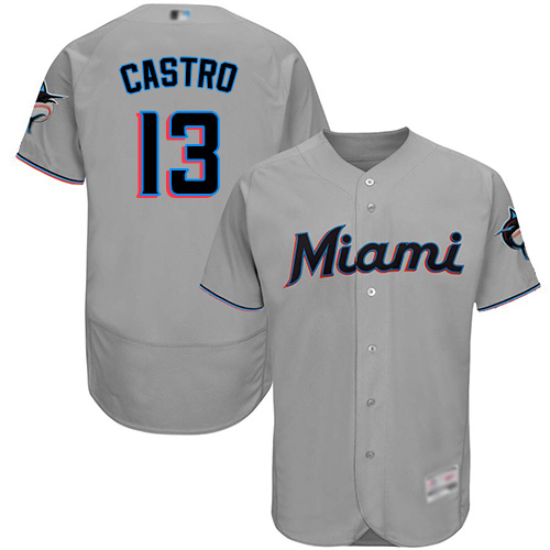 Personalized marlins #13 Starlin Castro Grey Flexbase Authentic Collection Stitched Baseball Jersey