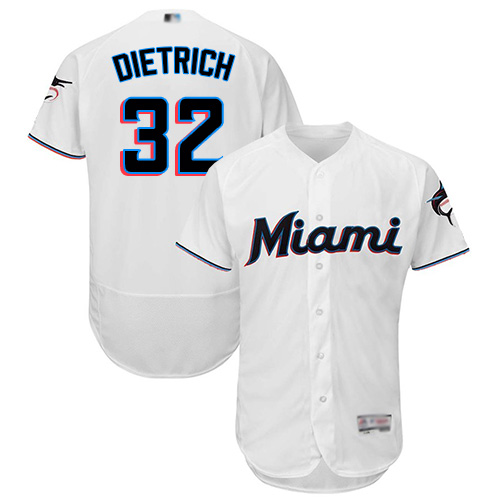 Personalized marlins #32 Derek Dietrich White Flexbase Authentic Collection Stitched Baseball Jersey