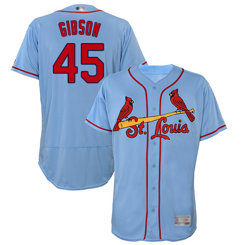 Personalized Cardinals #45 Bob Gibson Light Blue Flexbase Authentic Collection Stitched Baseball Jersey