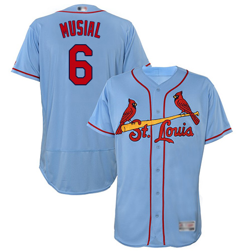 Personalized Cardinals #6 Stan Musial Light Blue Flexbase Authentic Collection Stitched Baseball Jersey
