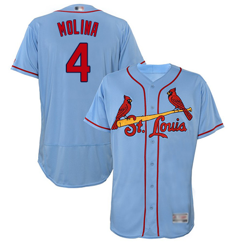 Personalized Cardinals #4 Yadier Molina Light Blue Flexbase Authentic Collection Stitched Baseball Jersey