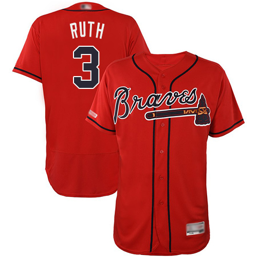 Personalized Braves #3 Babe Ruth Red Flexbase Authentic Collection Stitched Baseball Jersey