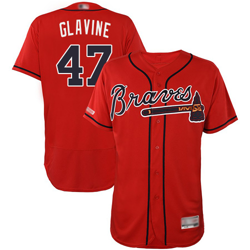 Personalized Braves #47 Tom Glavine Red Flexbase Authentic Collection Stitched Baseball Jersey