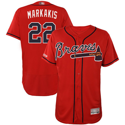 Personalized Braves #22 Nick Markakis Red Flexbase Authentic Collection Stitched Baseball Jersey