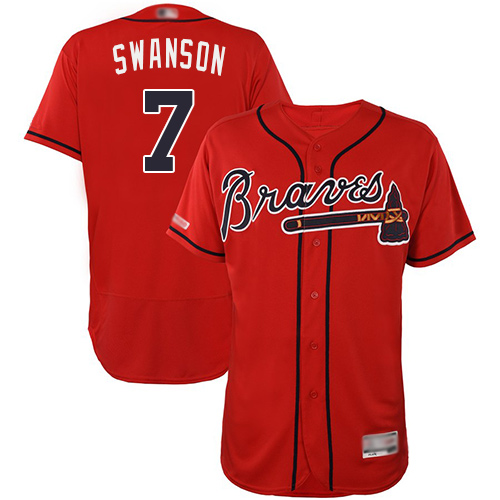Personalized Braves #7 Dansby Swanson Red Flexbase Authentic Collection Stitched Baseball Jersey