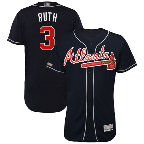 Personalized Braves #3 Babe Ruth Navy Blue Flexbase Authentic Collection Stitched Baseball Jersey