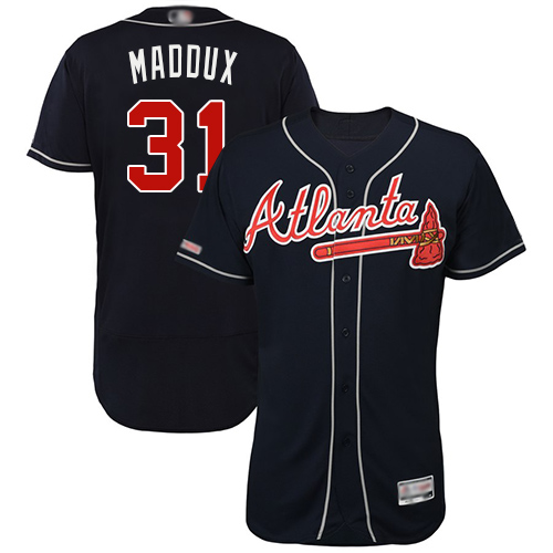 Personalized Braves #31 Greg Maddux Navy Blue Flexbase Authentic Collection Stitched Baseball Jersey