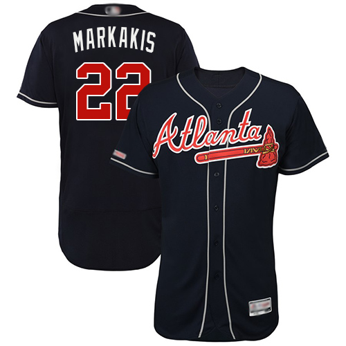 Personalized Braves #22 Nick Markakis Navy Blue Flexbase Authentic Collection Stitched Baseball Jersey