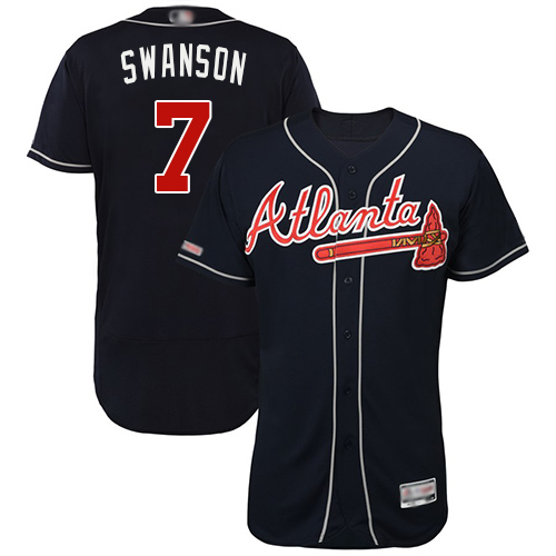 Personalized Braves #7 Dansby Swanson Navy Blue Flexbase Authentic Collection Stitched Baseball Jersey