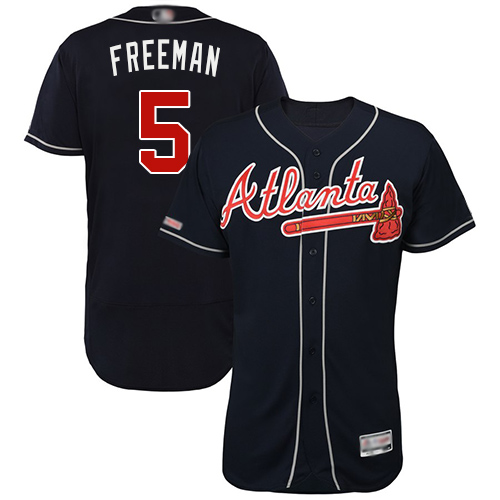 Personalized Braves #5 Freddie Freeman Navy Blue Flexbase Authentic Collection Stitched Baseball Jersey