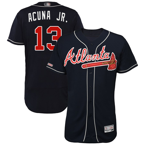 Personalized Braves #13 Ronald Acuna Jr. Navy Blue Flexbase Authentic Collection Stitched Baseball Jersey