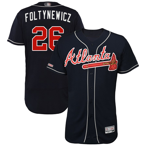 Personalized Braves #26 Mike Foltynewicz Navy Blue Flexbase Authentic Collection Stitched Baseball Jersey