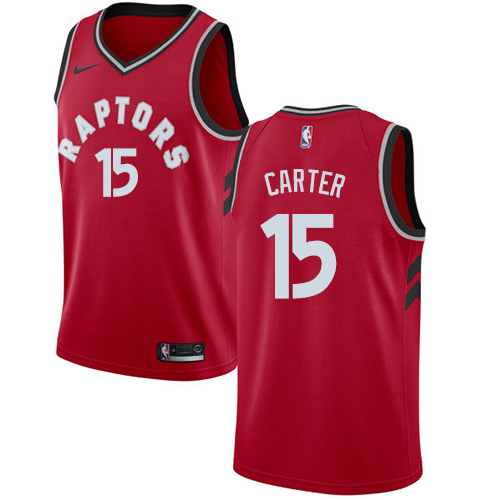 Personalized Raptors #15 Vince Carter Red Basketball Swingman Icon Edition Jersey